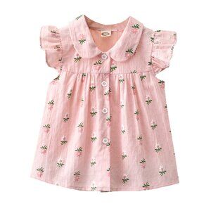 6-12 Months Buttons Up Pink Baby Dress